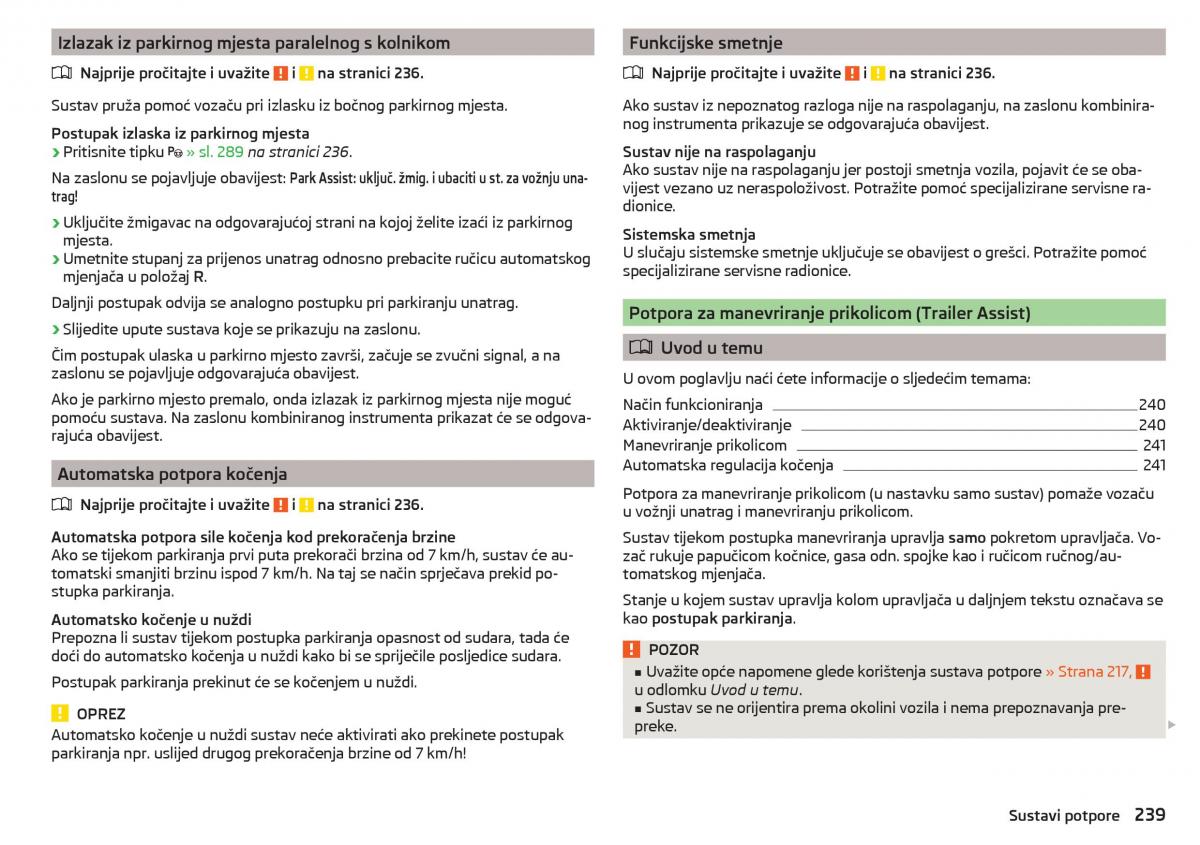 Skoda Kodiaq vlasnicko uputstvo / page 241