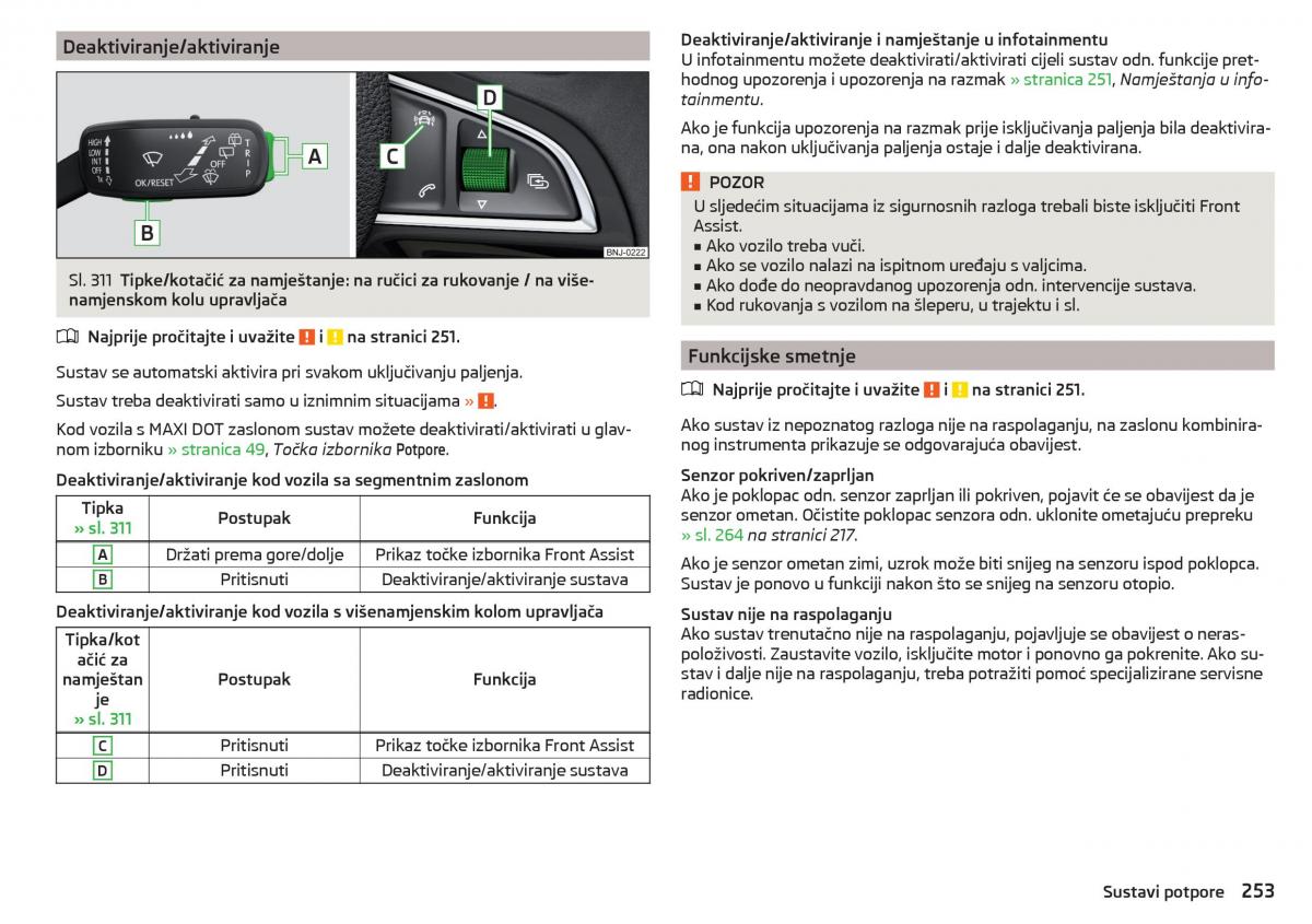 Skoda Kodiaq vlasnicko uputstvo / page 255