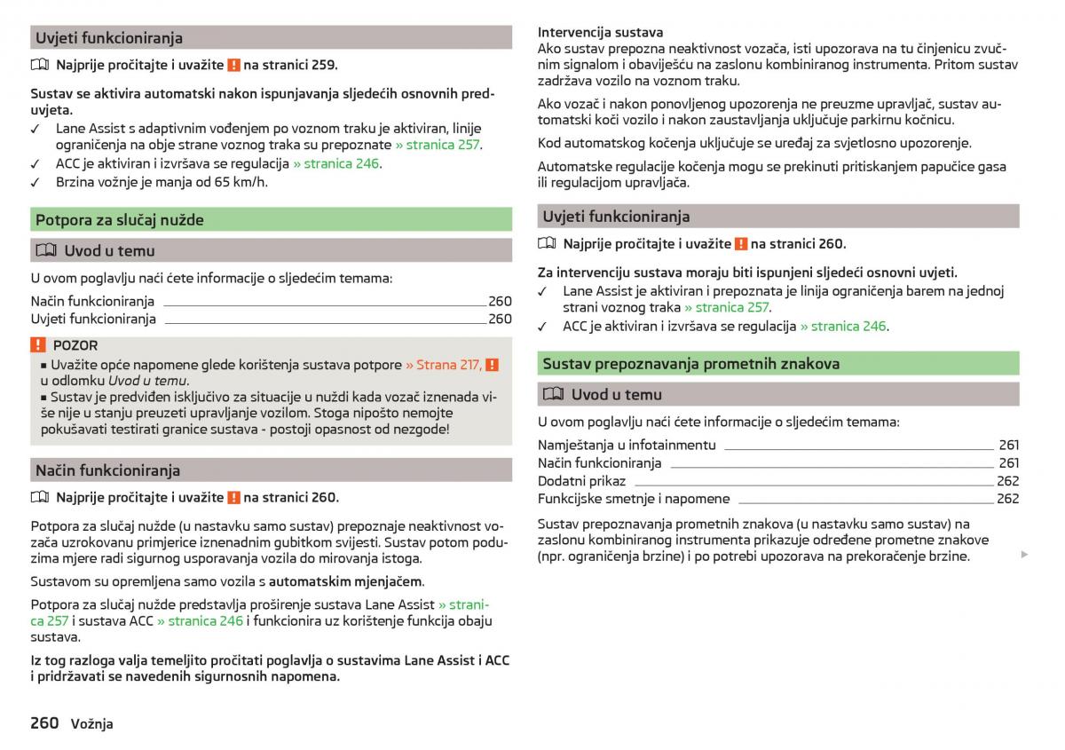 Skoda Kodiaq vlasnicko uputstvo / page 262