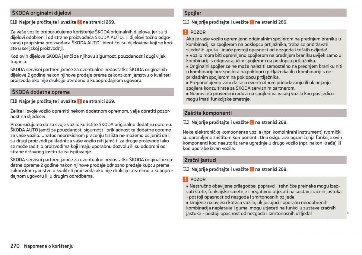 Skoda Kodiaq vlasnicko uputstvo / page 272