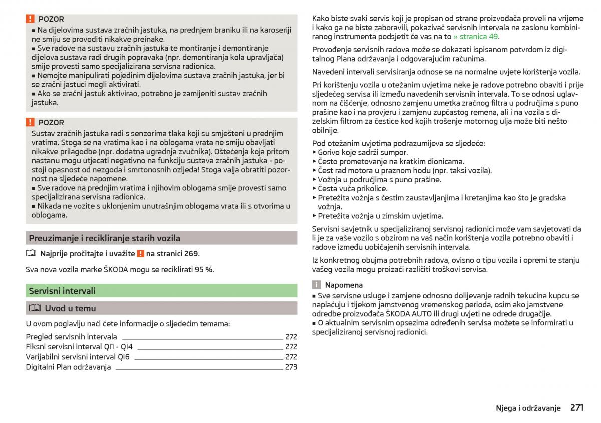 Skoda Kodiaq vlasnicko uputstvo / page 273