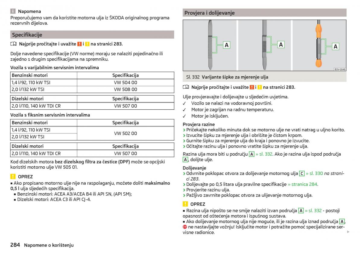 Skoda Kodiaq vlasnicko uputstvo / page 286