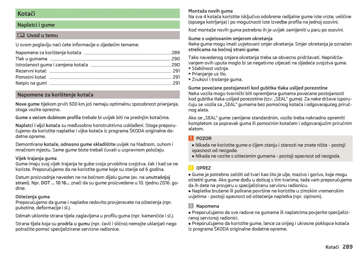 Skoda Kodiaq vlasnicko uputstvo / page 291