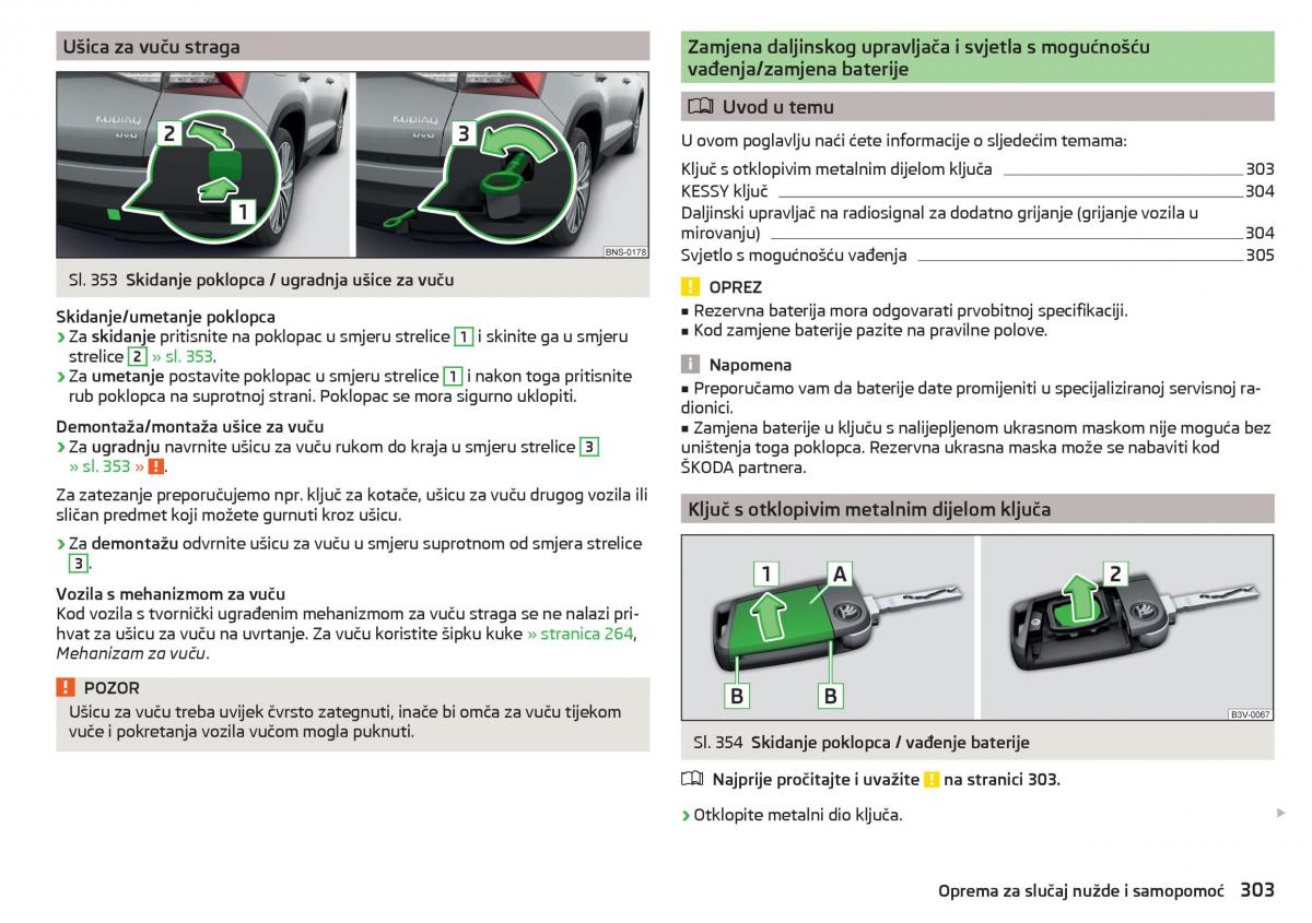 Skoda Kodiaq vlasnicko uputstvo / page 305