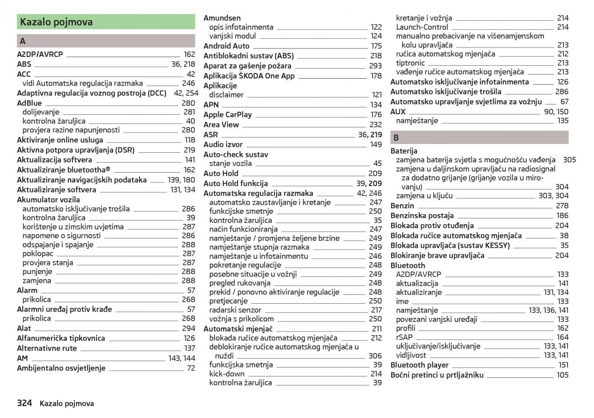 Skoda Kodiaq vlasnicko uputstvo / page 326