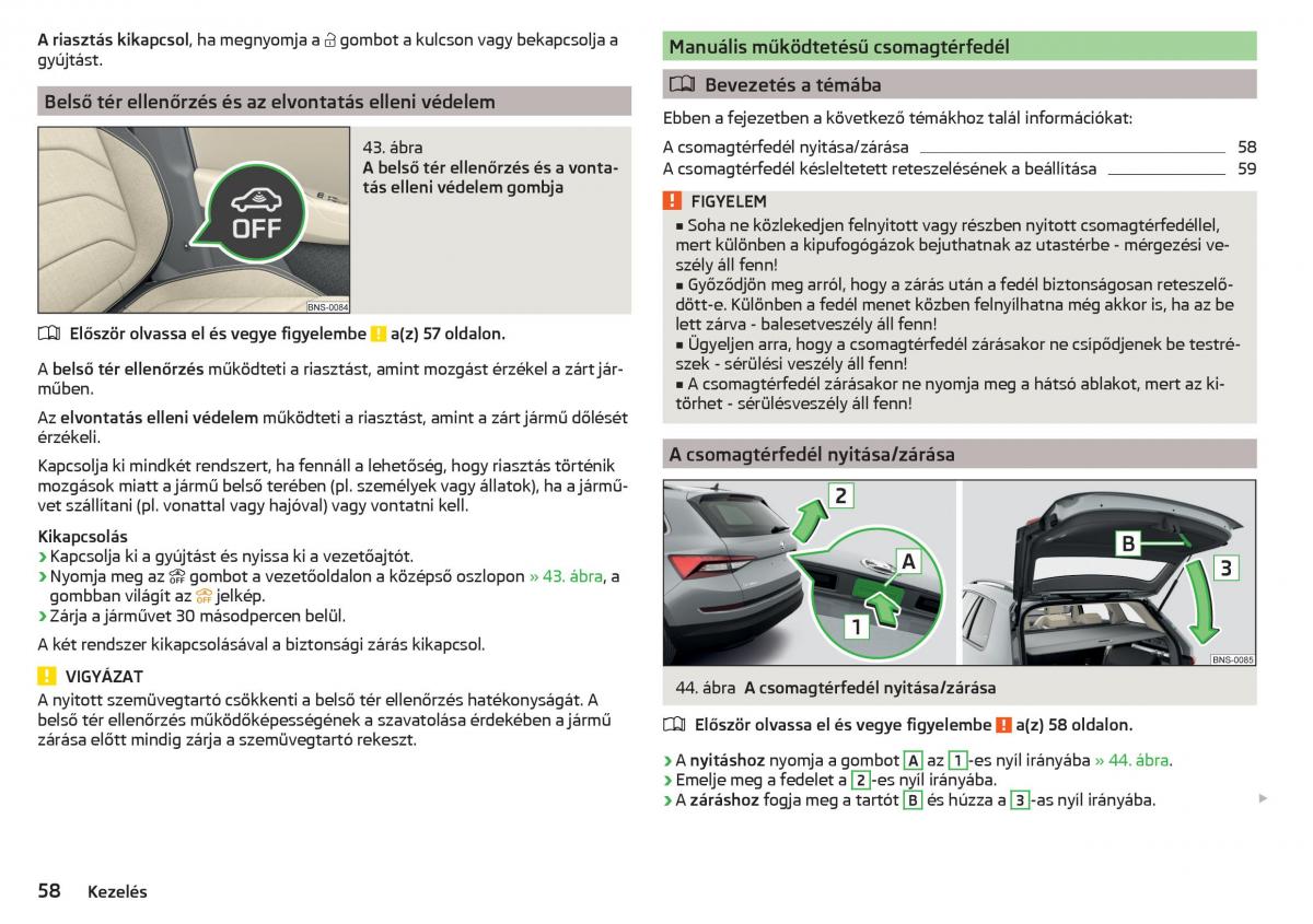 manual Skoda Kodiaq Kezelesi utmutato / page 60