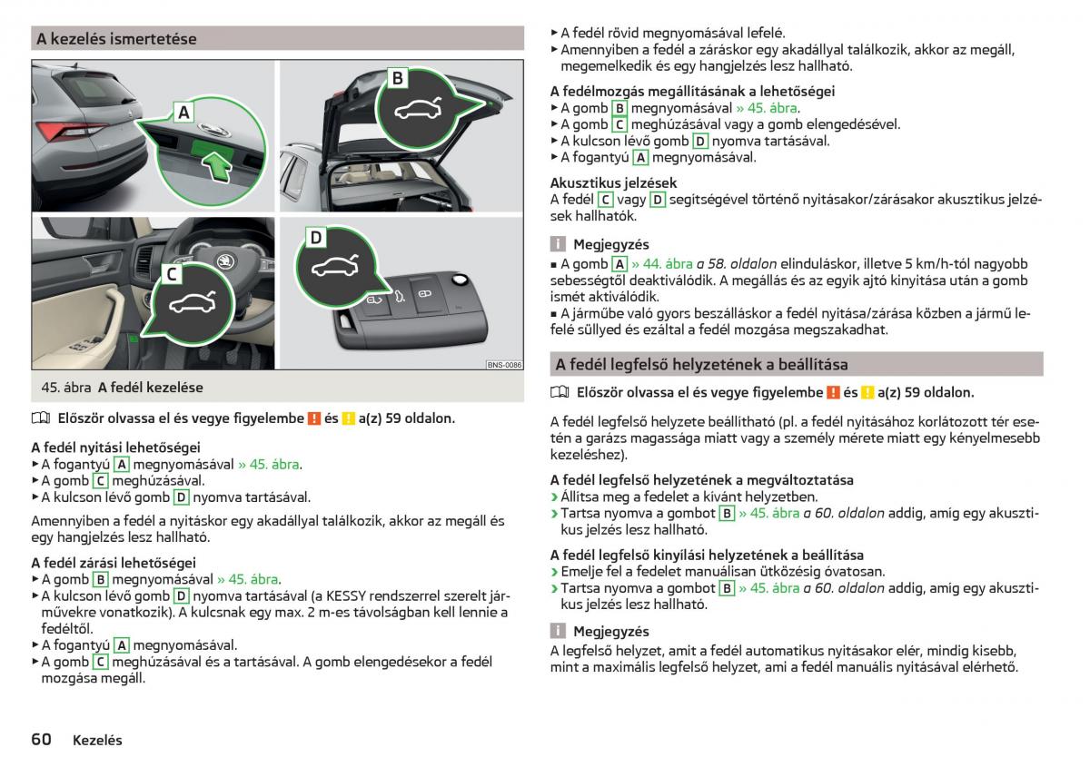 manual Skoda Kodiaq Kezelesi utmutato / page 62