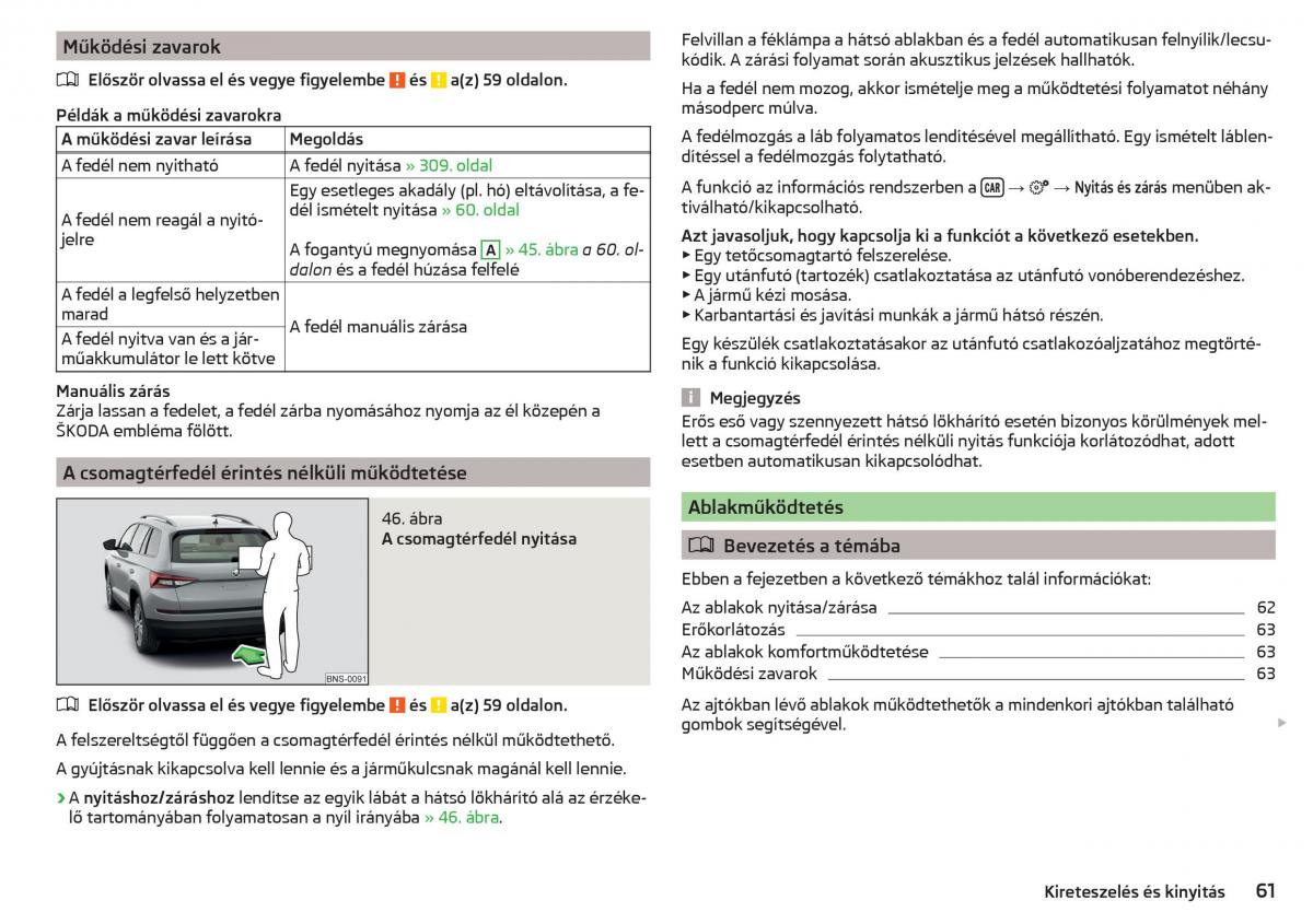 manual Skoda Kodiaq Kezelesi utmutato / page 63