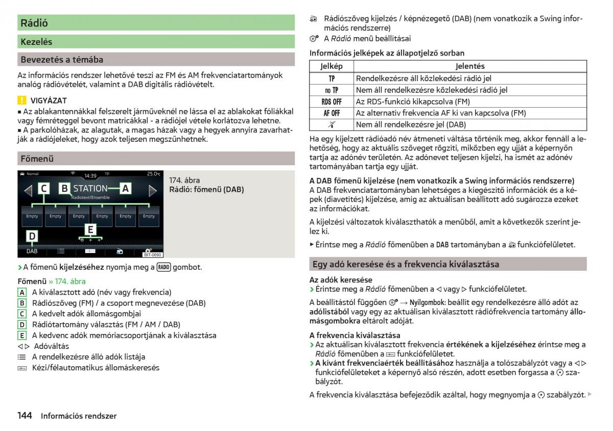 manual Skoda Kodiaq Kezelesi utmutato / page 146