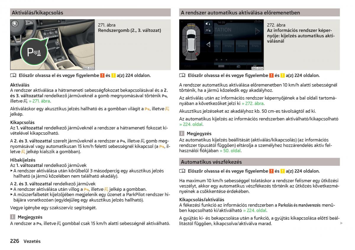 manual Skoda Kodiaq Kezelesi utmutato / page 228