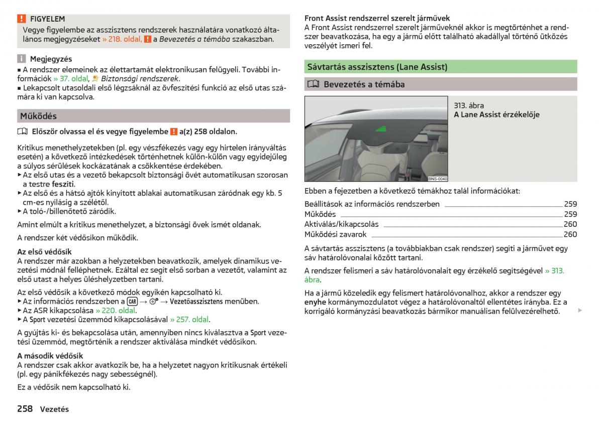 manual Skoda Kodiaq Kezelesi utmutato / page 260