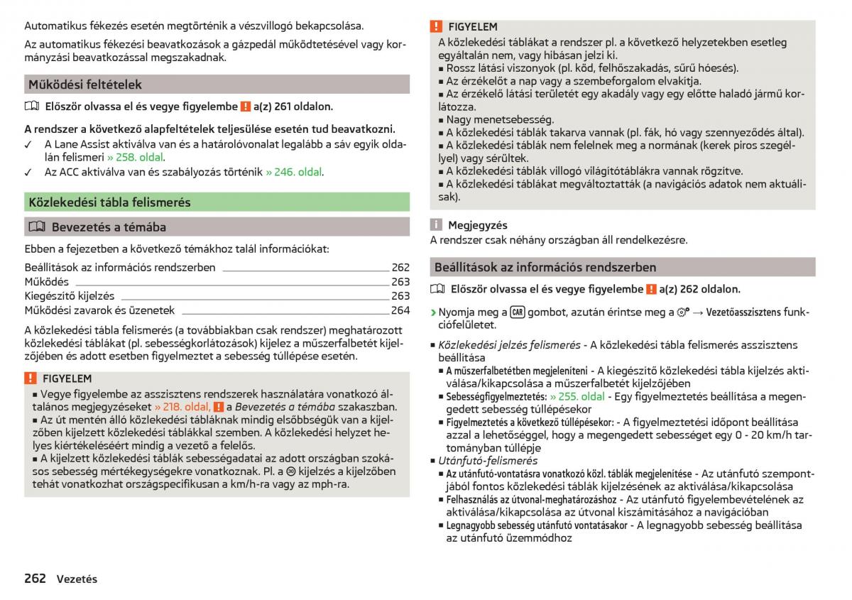 manual Skoda Kodiaq Kezelesi utmutato / page 264