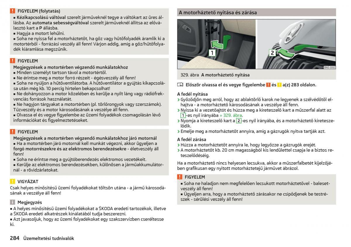 manual Skoda Kodiaq Kezelesi utmutato / page 286