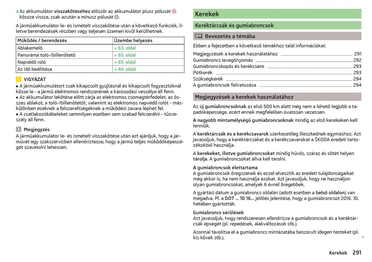 manual Skoda Kodiaq Kezelesi utmutato / page 293