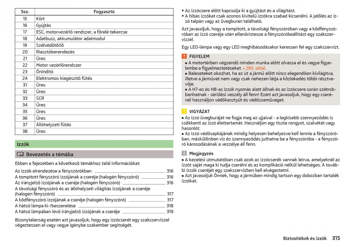 manual Skoda Kodiaq Kezelesi utmutato / page 317