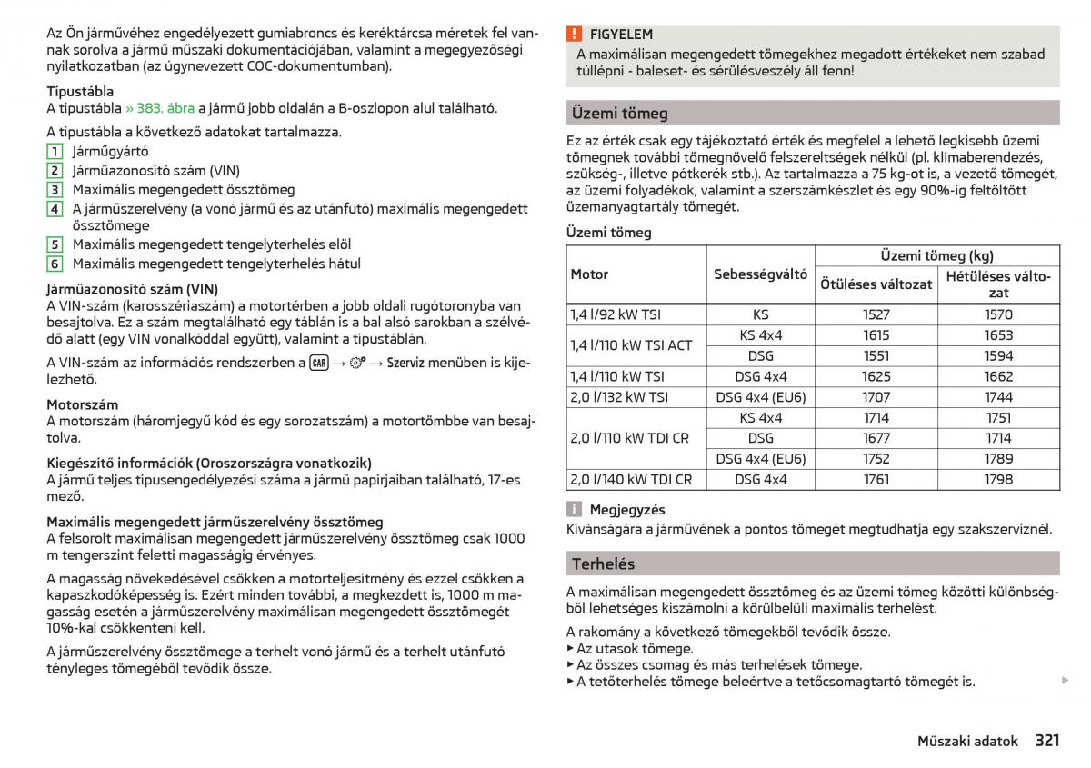 manual Skoda Kodiaq Kezelesi utmutato / page 323