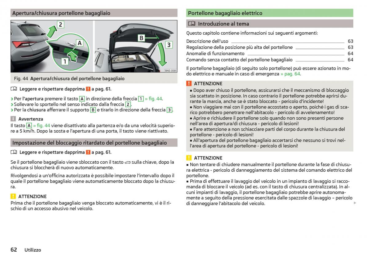 Skoda Kodiaq manuale del proprietario / page 64