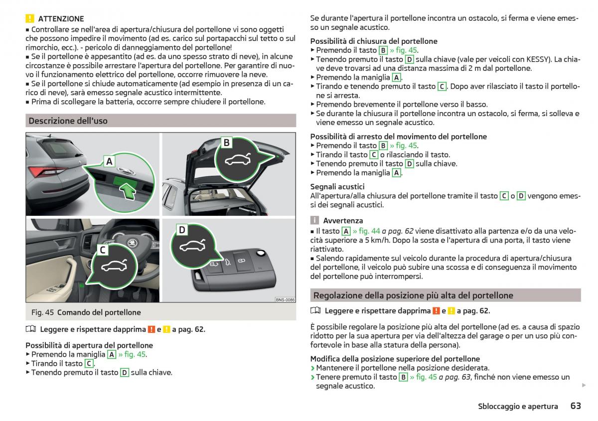 Skoda Kodiaq manuale del proprietario / page 65