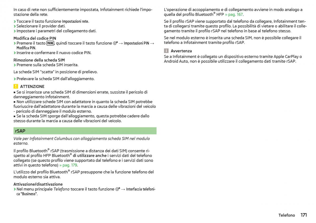 Skoda Kodiaq manuale del proprietario / page 173