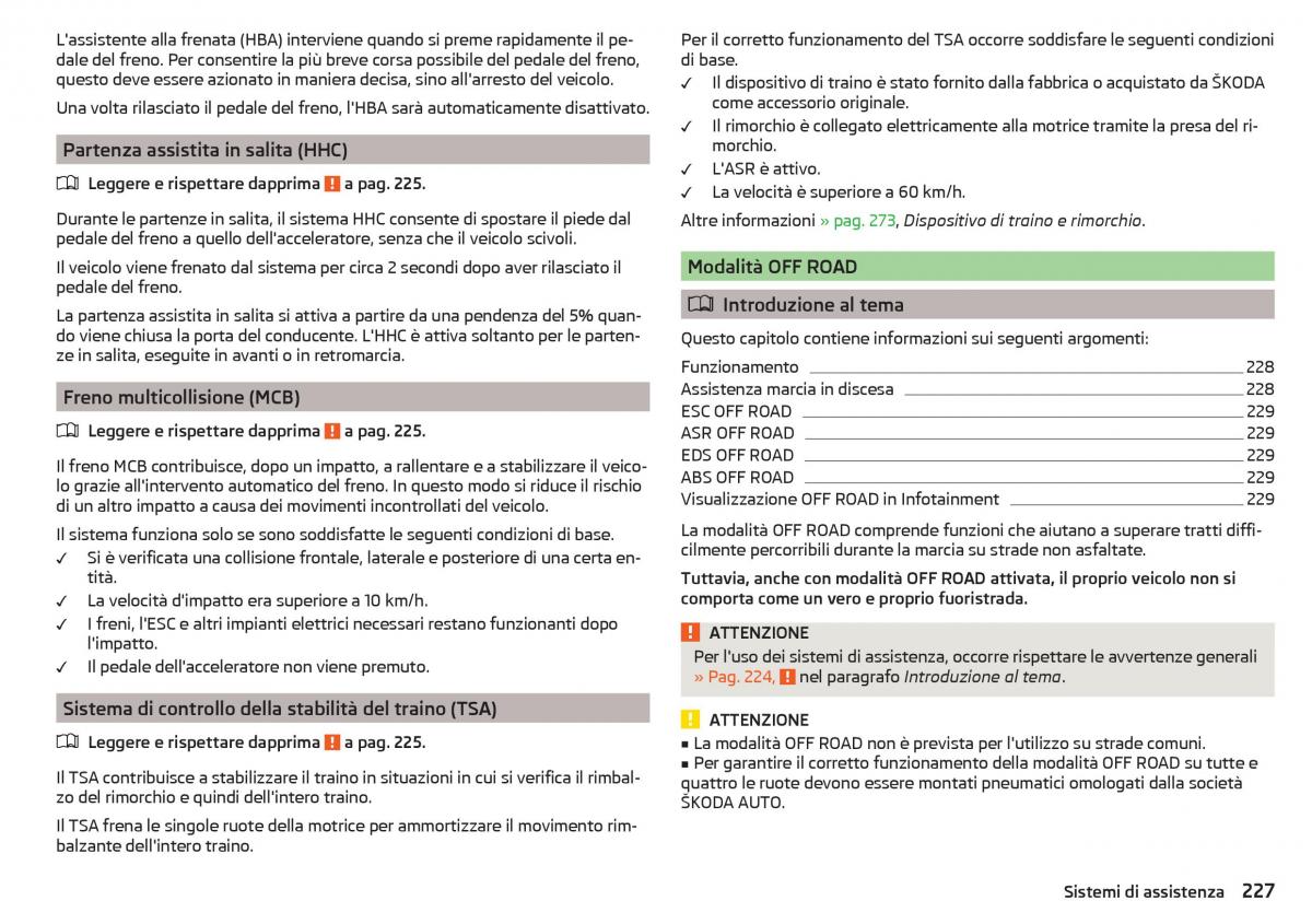 Skoda Kodiaq manuale del proprietario / page 229