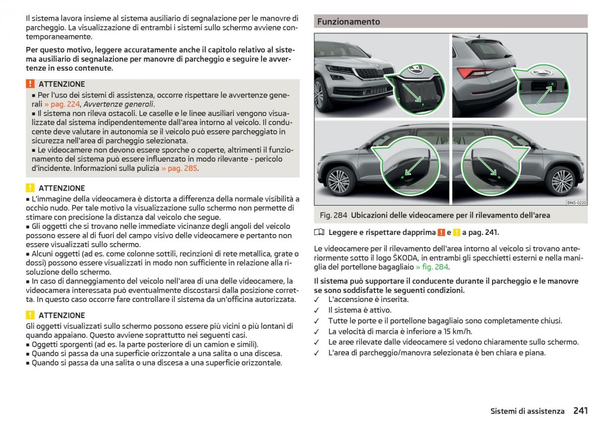 Skoda Kodiaq manuale del proprietario / page 243