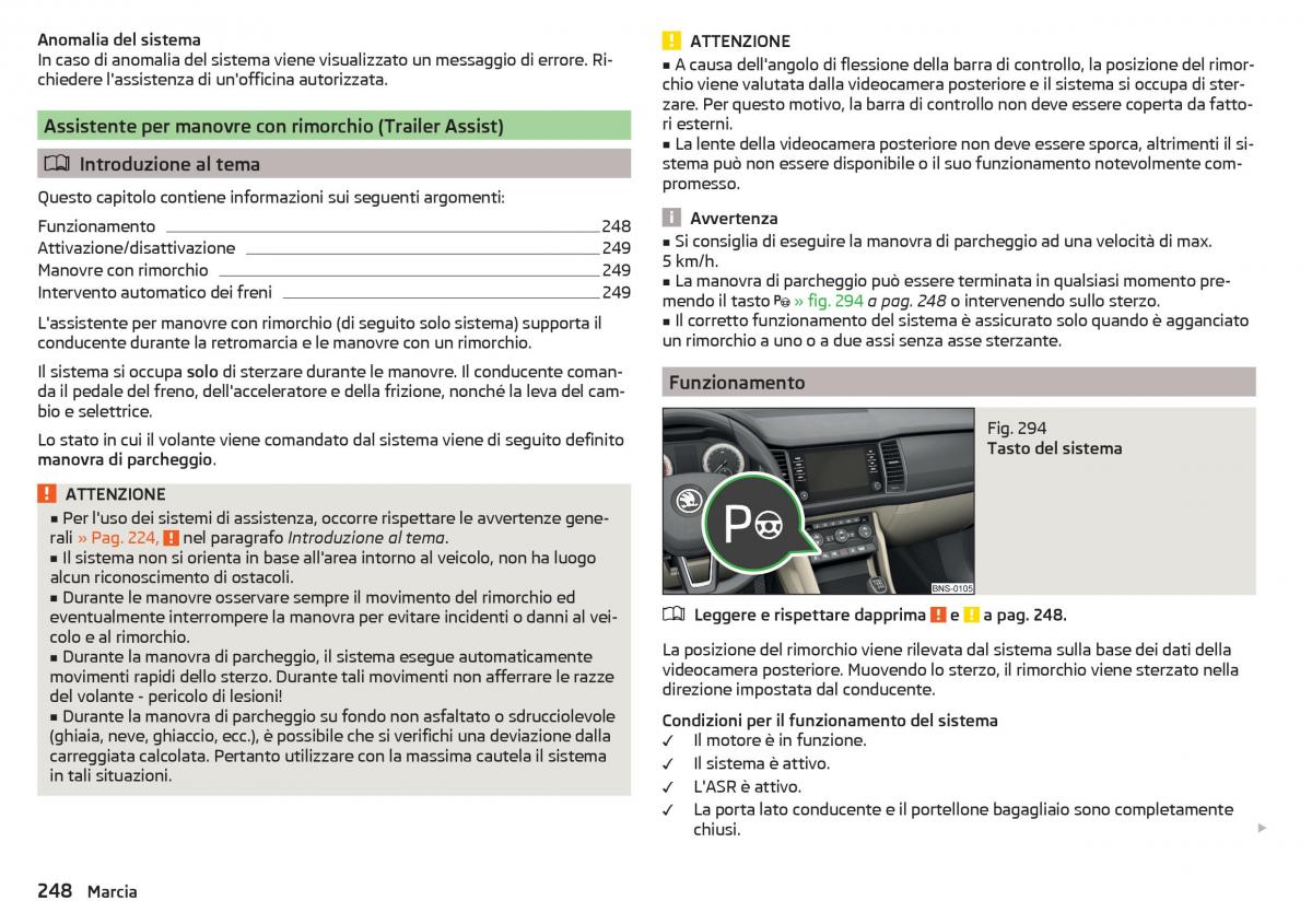 Skoda Kodiaq manuale del proprietario / page 250