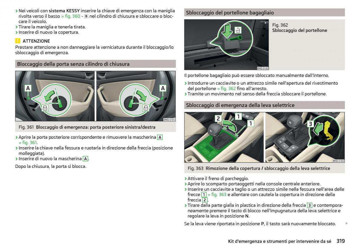 Skoda Kodiaq manuale del proprietario / page 321