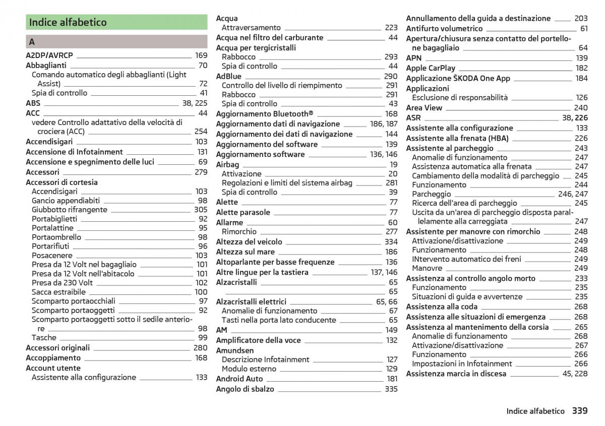 Skoda Kodiaq manuale del proprietario / page 341