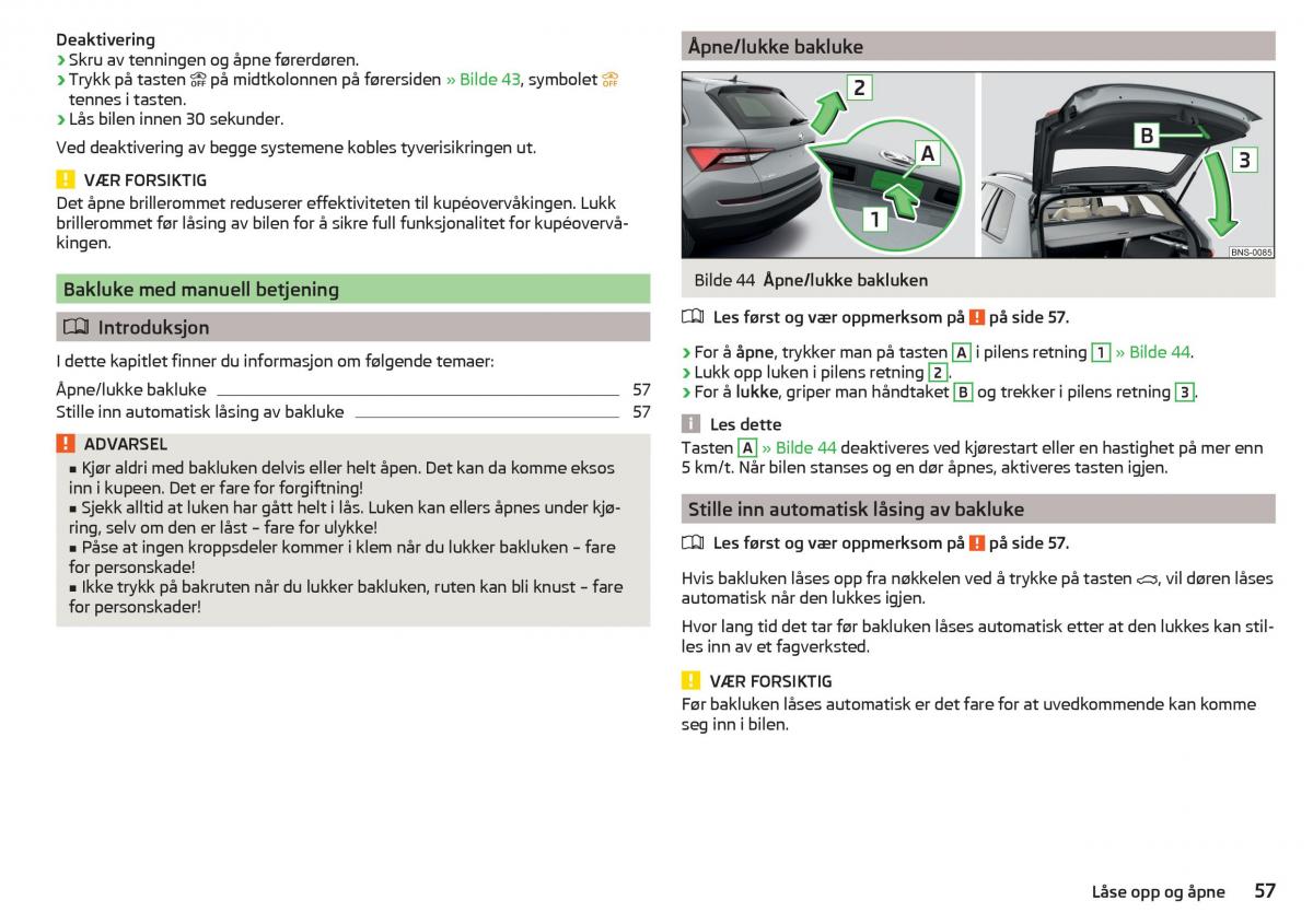 Skoda Kodiaq bruksanvisningen / page 59