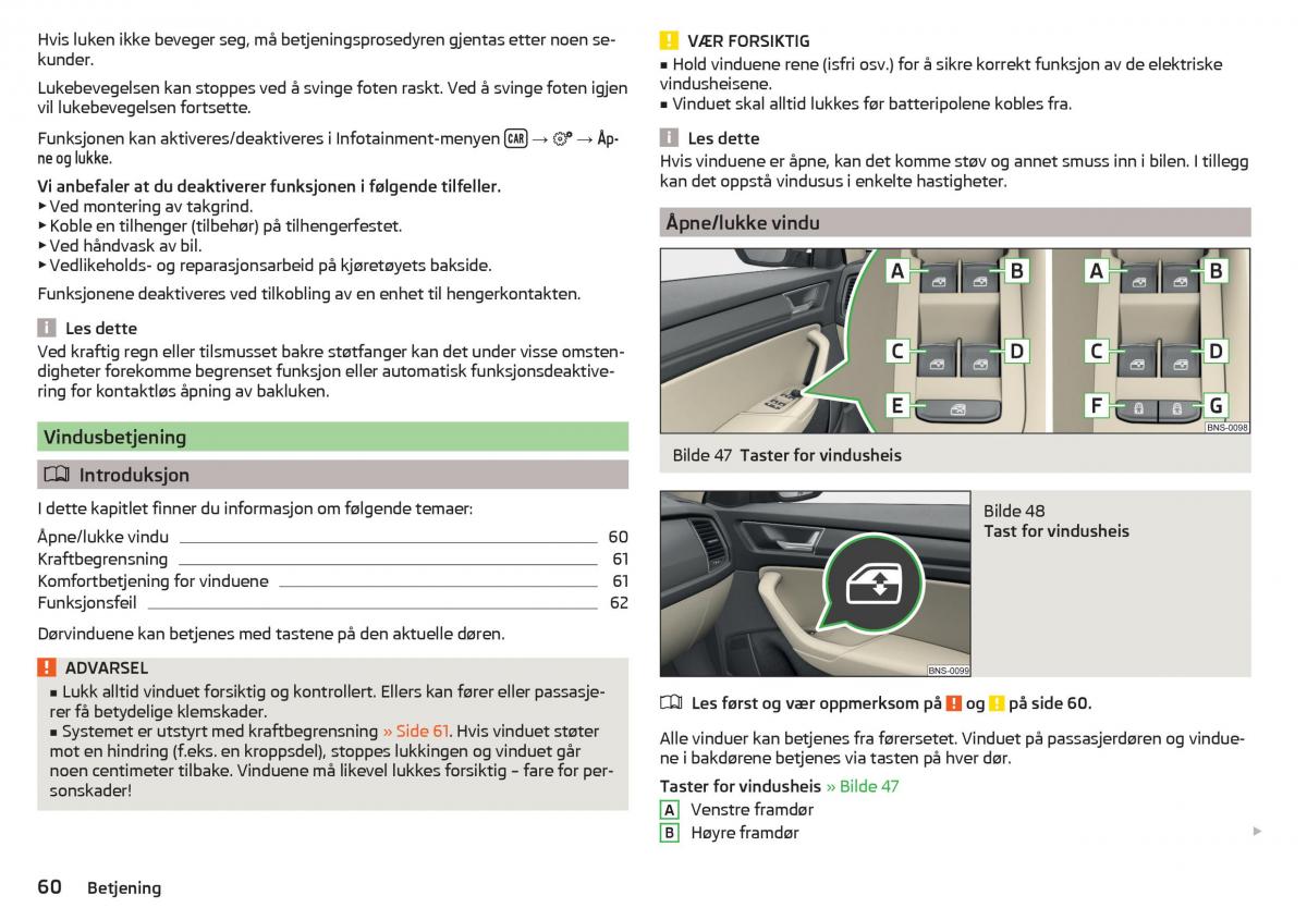 Skoda Kodiaq bruksanvisningen / page 62