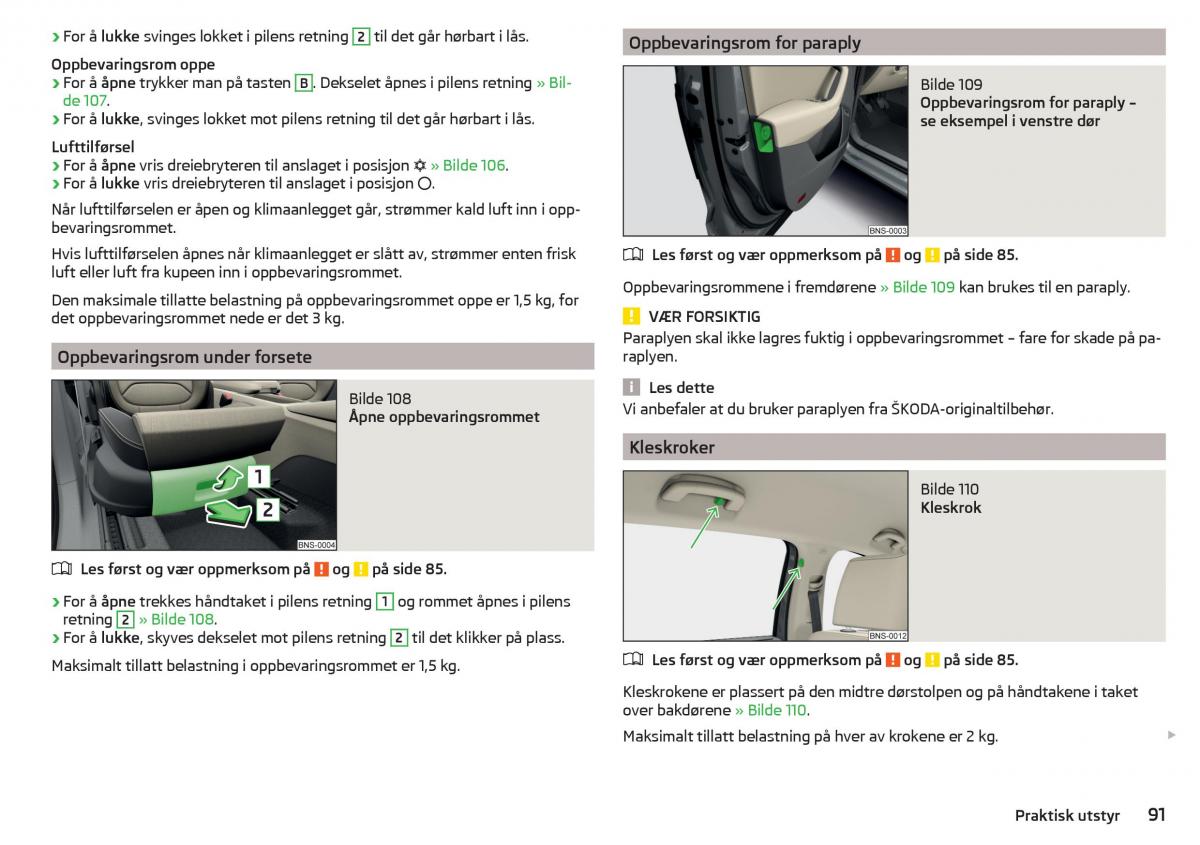 Skoda Kodiaq bruksanvisningen / page 93