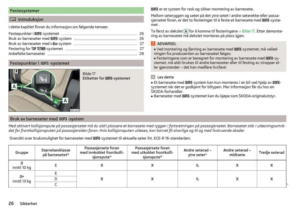 Skoda Kodiaq bruksanvisningen / page 28