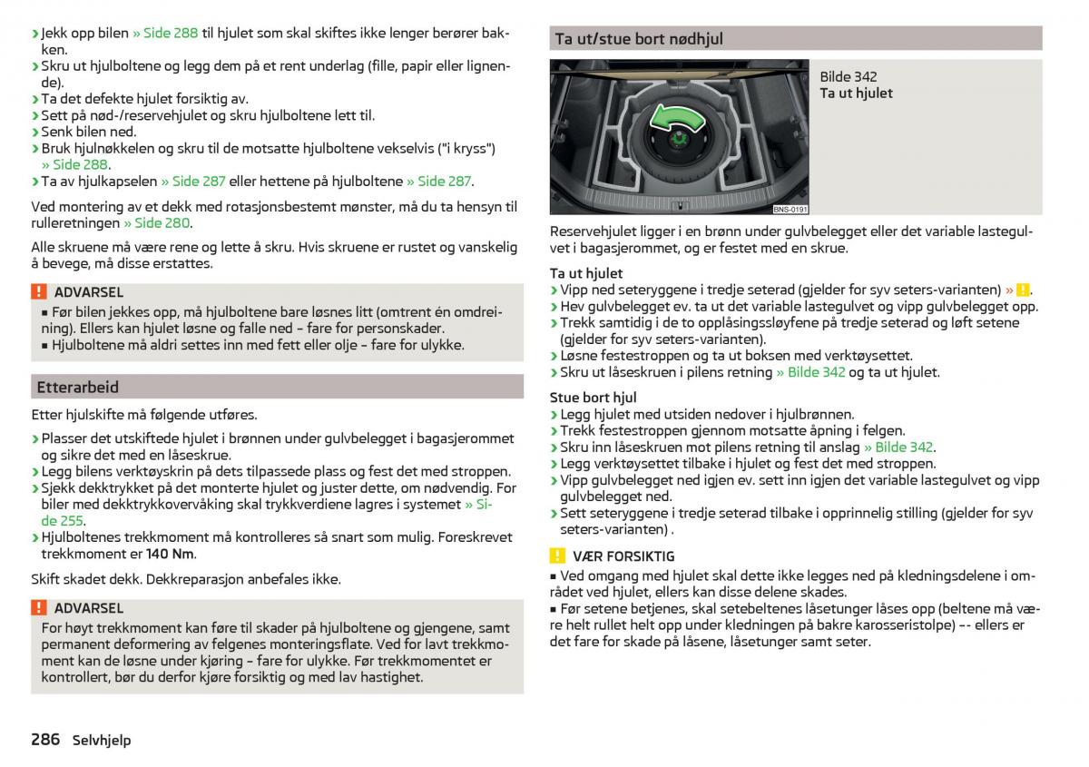 Skoda Kodiaq bruksanvisningen / page 288