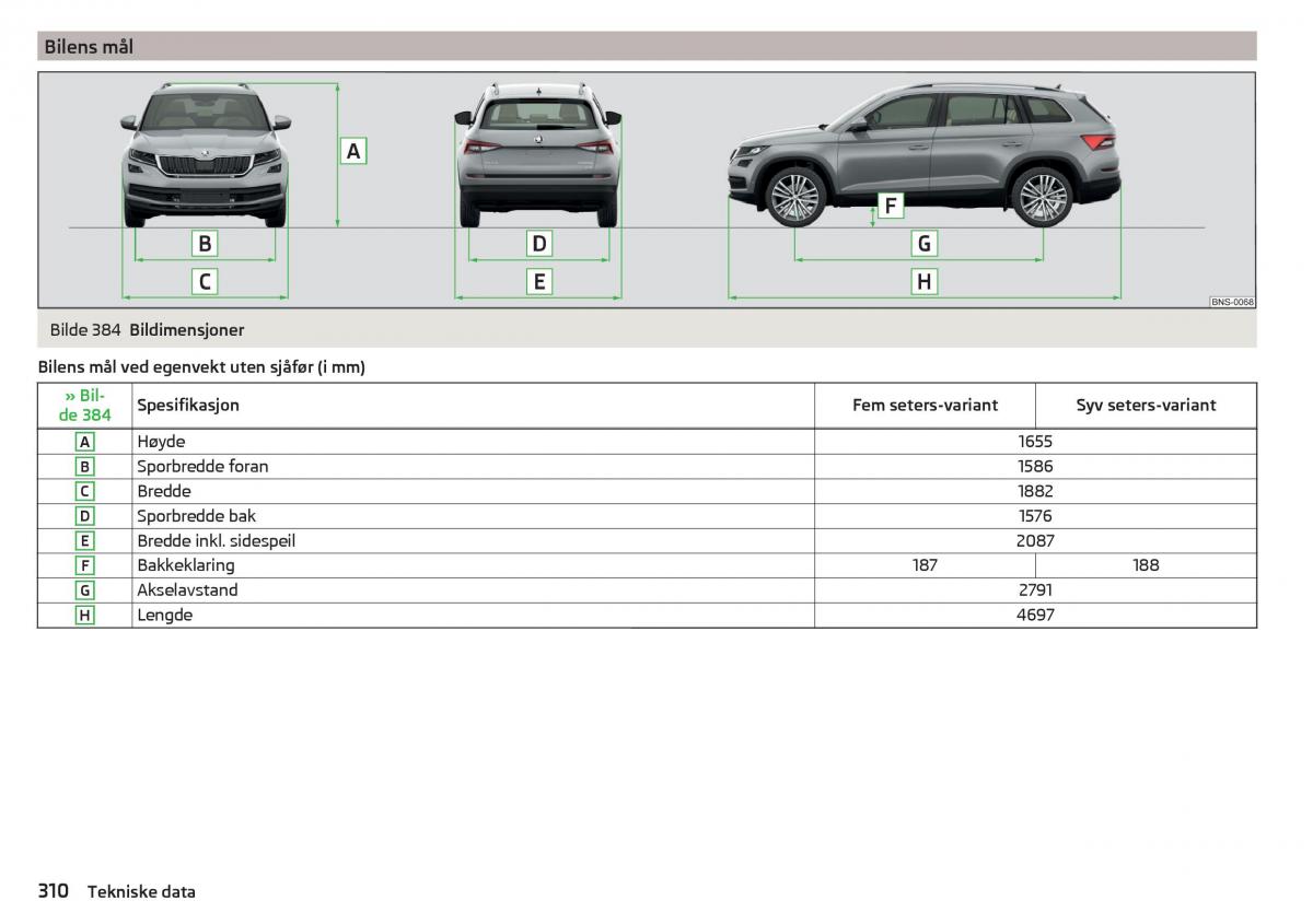 Skoda Kodiaq bruksanvisningen / page 312