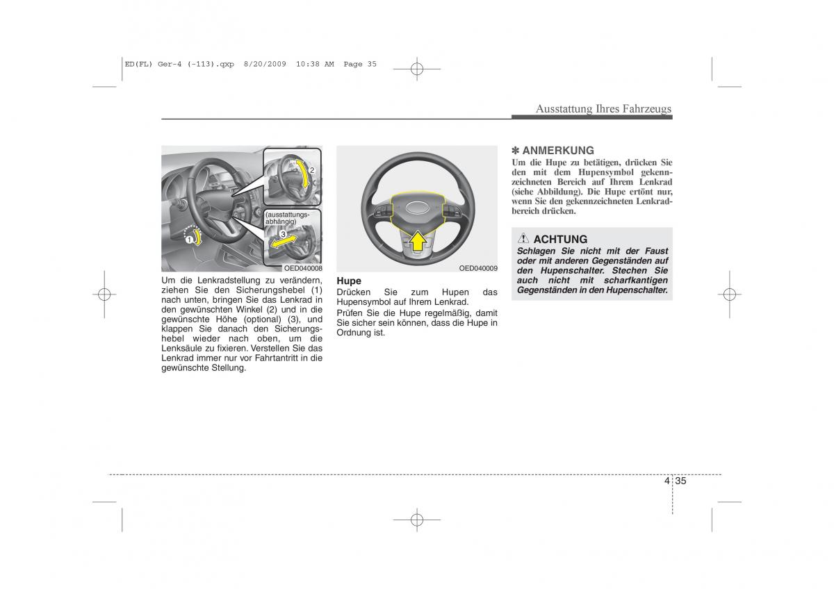 KIA Ceed I 1 Handbuch / page 118