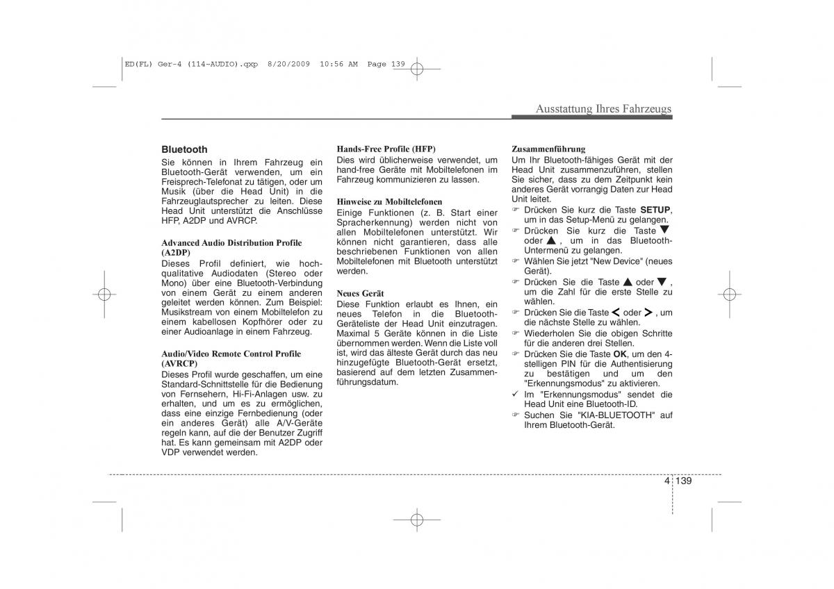 KIA Ceed I 1 Handbuch / page 222