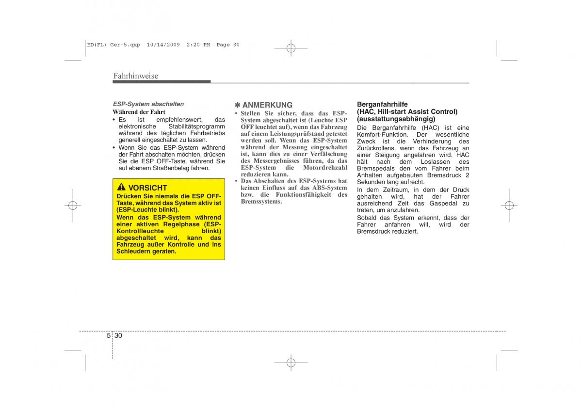 KIA Ceed I 1 Handbuch / page 262