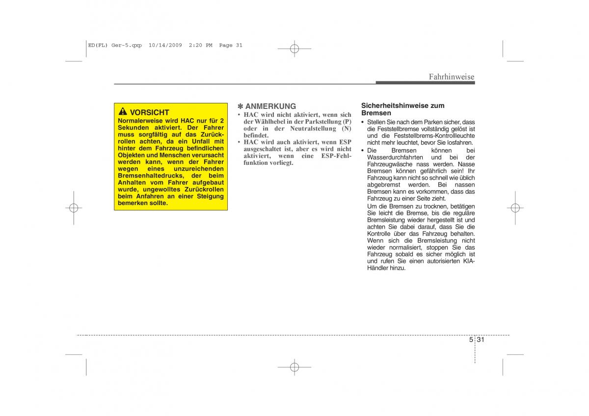 KIA Ceed I 1 Handbuch / page 263