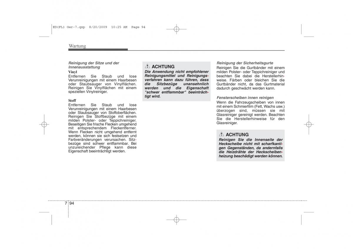 KIA Ceed I 1 Handbuch / page 415