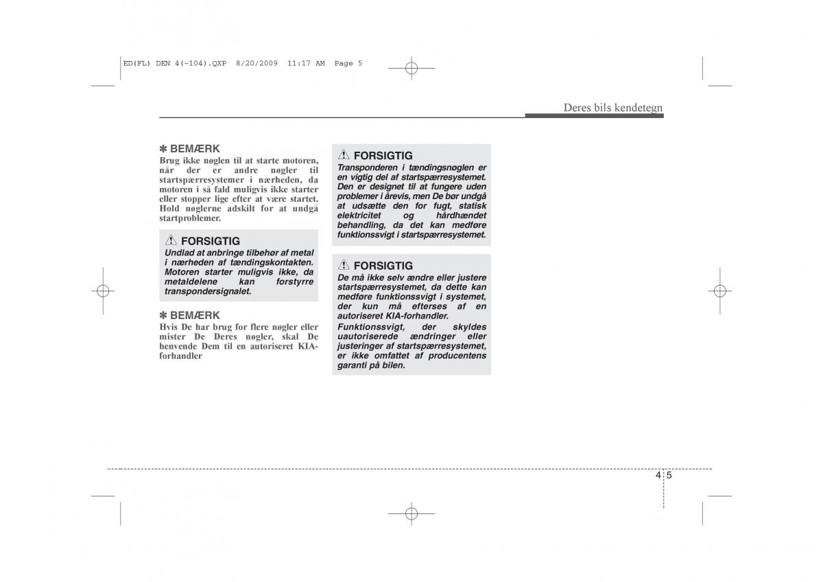 KIA Ceed I 1 Bilens instruktionsbog / page 76