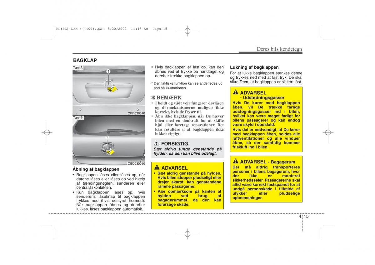 KIA Ceed I 1 Bilens instruktionsbog / page 86