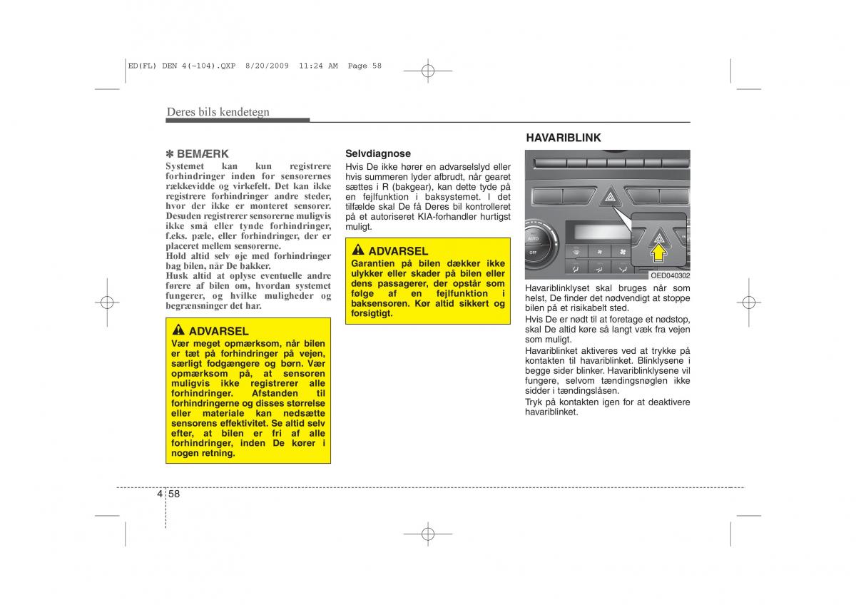 KIA Ceed I 1 Bilens instruktionsbog / page 129