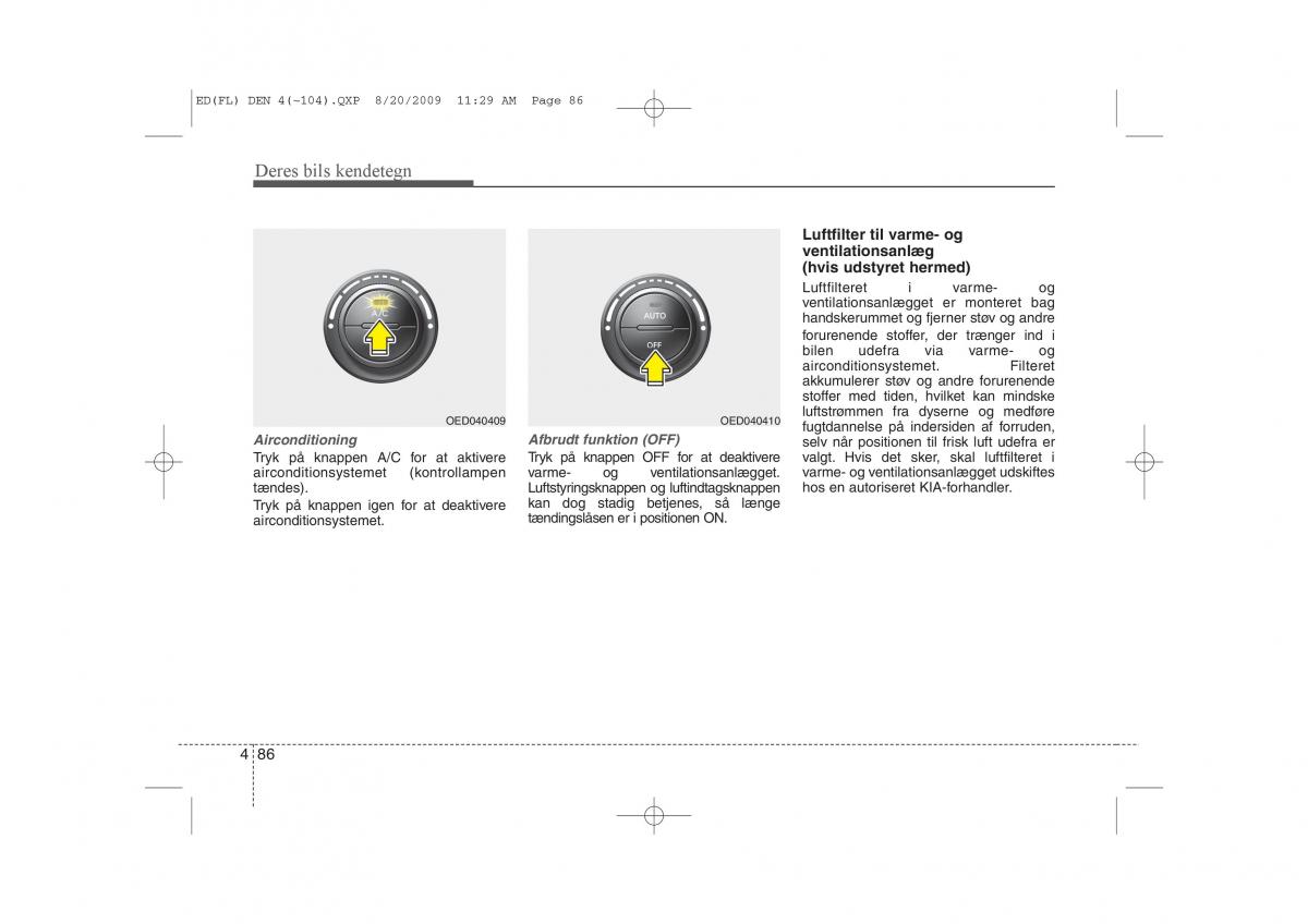 KIA Ceed I 1 Bilens instruktionsbog / page 157