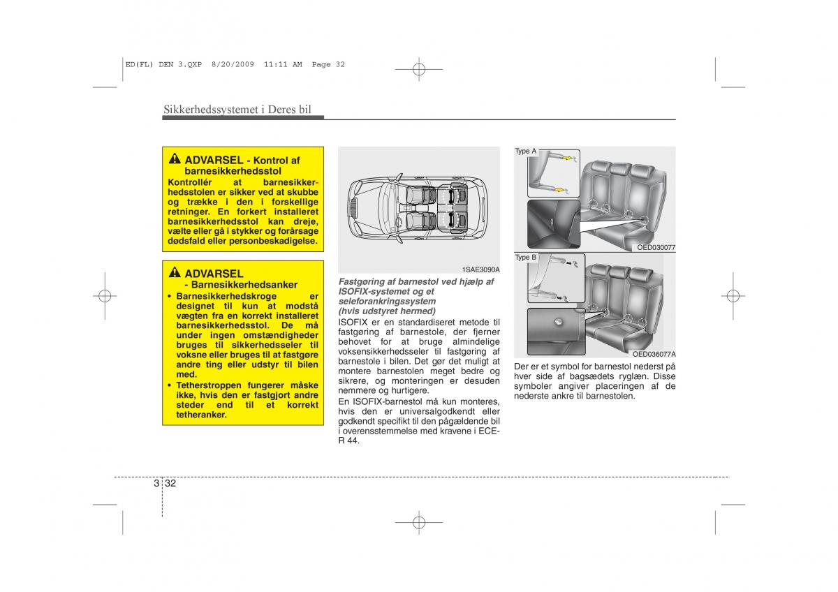 KIA Ceed I 1 Bilens instruktionsbog / page 45