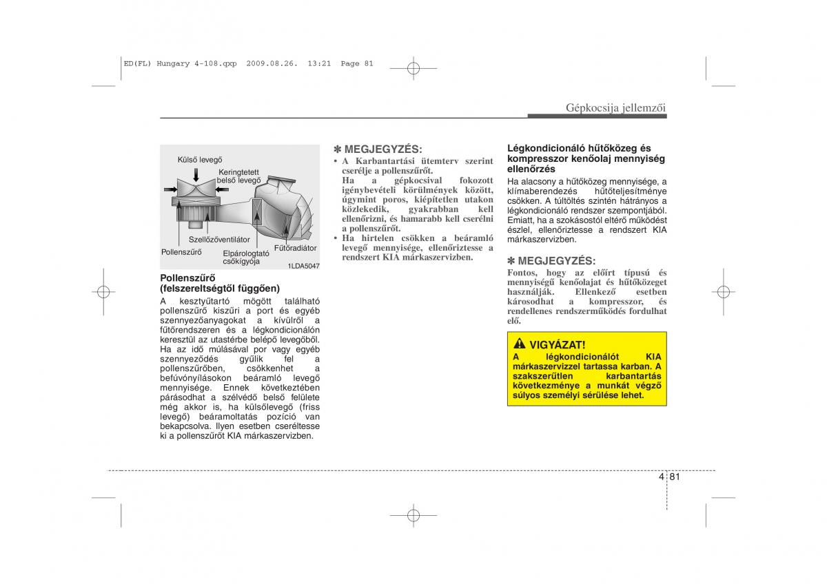 KIA Ceed I 1 Kezelesi utmutato / page 155