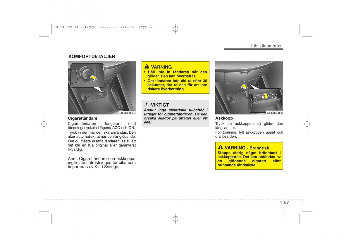 KIA Ceed I 1 instruktionsbok / page 148