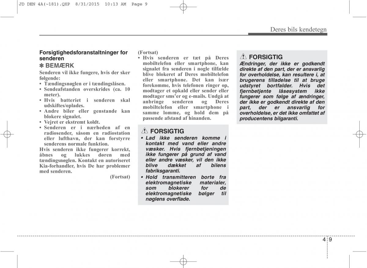 KIA Ceed II 2 Bilens instruktionsbog / page 93