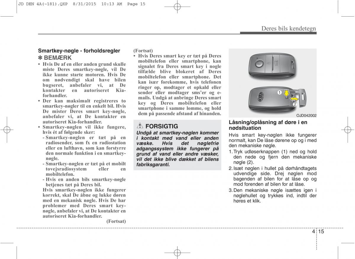 KIA Ceed II 2 Bilens instruktionsbog / page 99