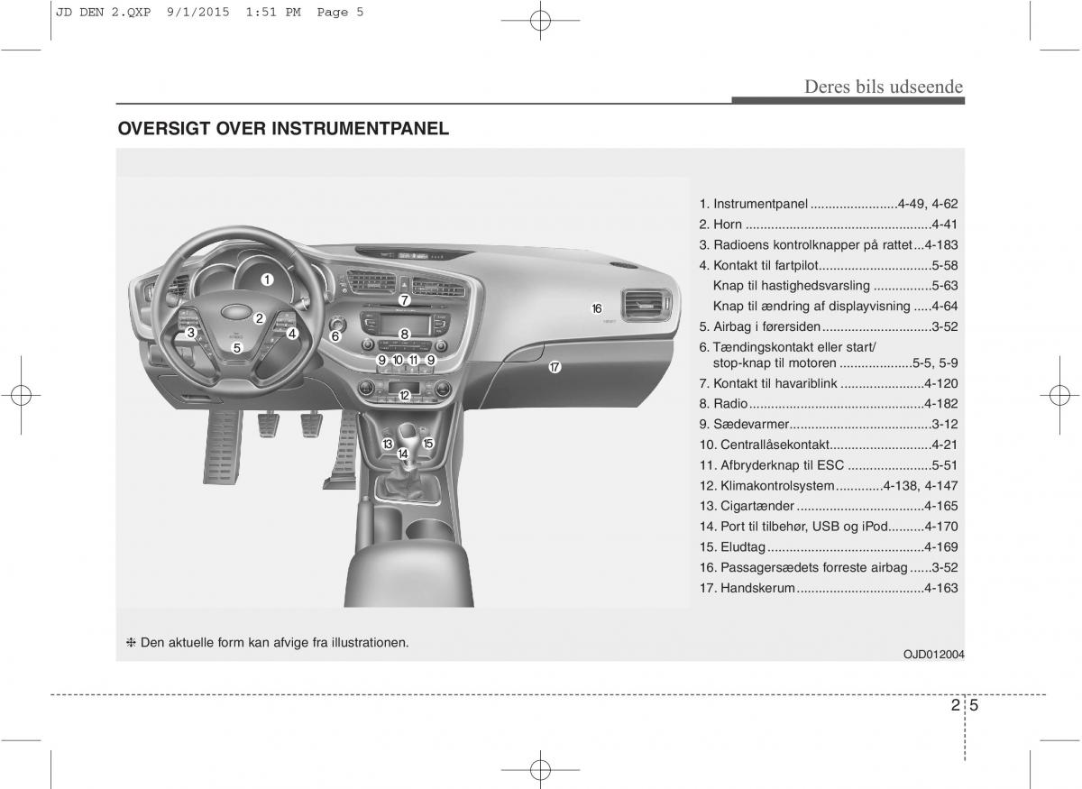 KIA Ceed II 2 Bilens instruktionsbog / page 13