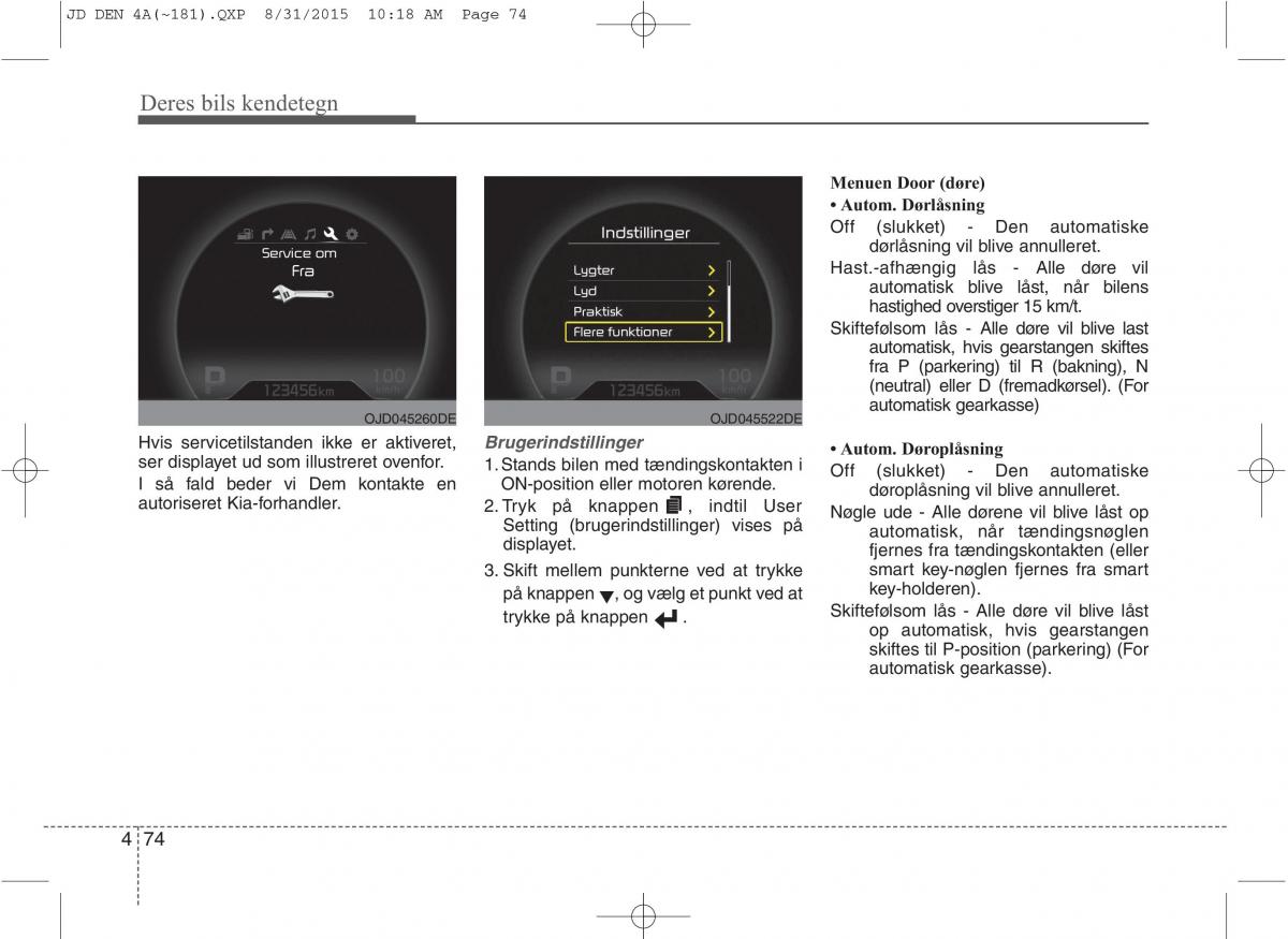 KIA Ceed II 2 Bilens instruktionsbog / page 158